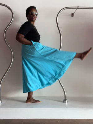 Teal Cotton Swing Skirt