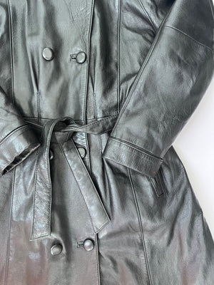 Black Leather Trench with Belt