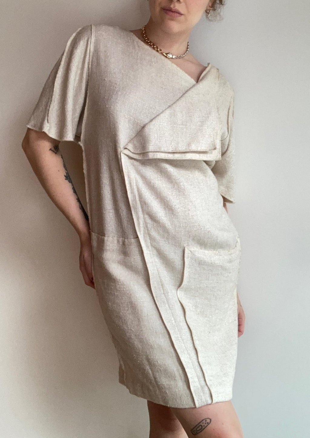 Raw Silk Asymmetrical Woven Dress