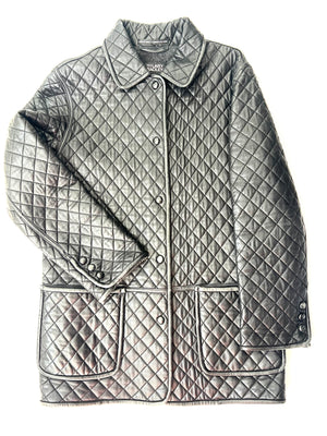 Black Leather Quilted Jacket by Hilary Radley