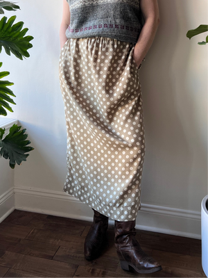 Khaki Polka Dot Skirt by Perry Ellis