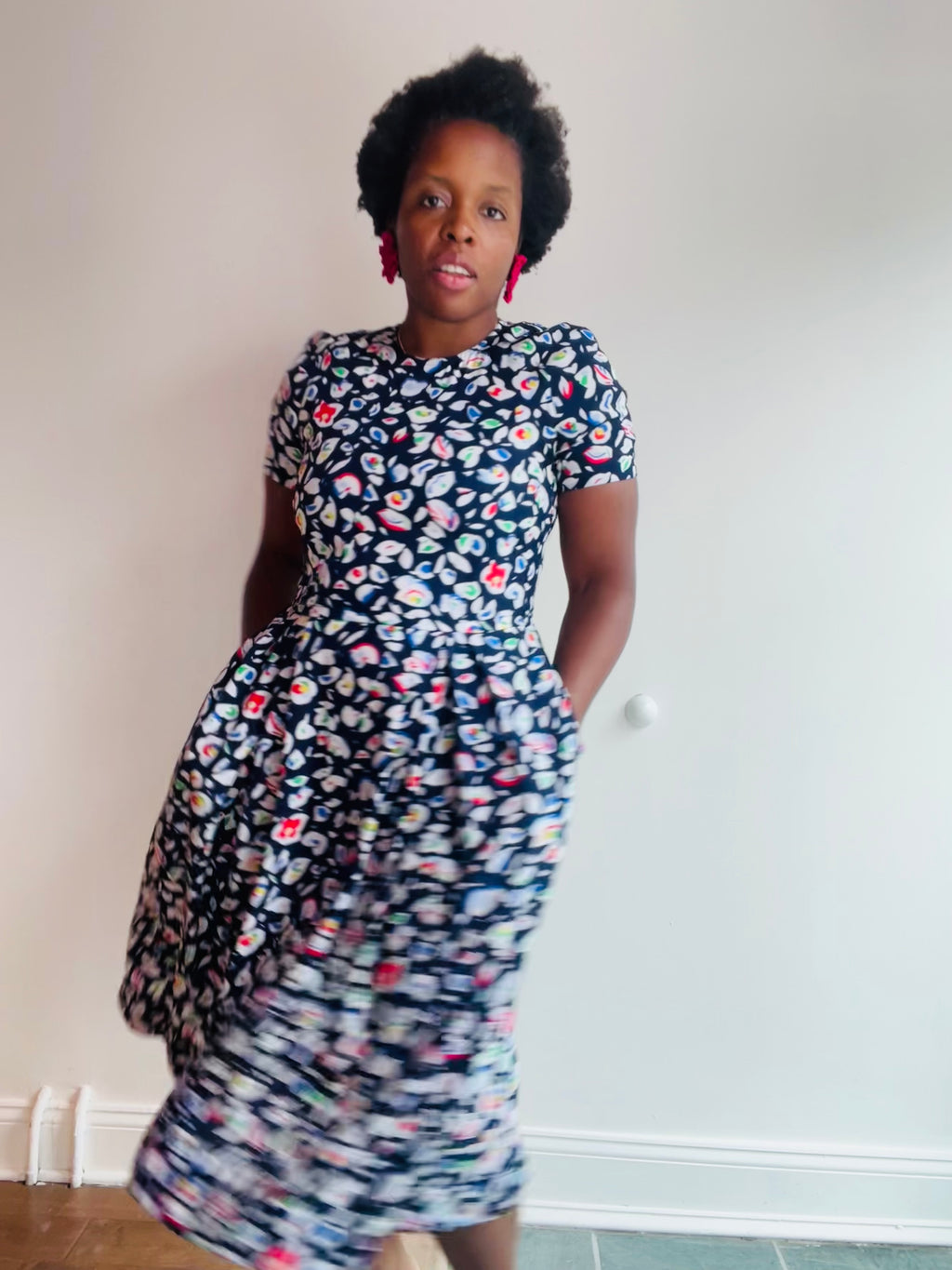 Navy Abstract Pattern Dress