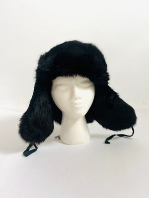 Black Fur Trapper Hat