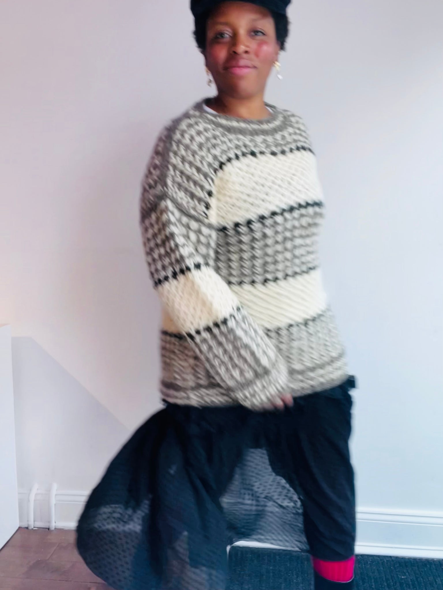 Hand-Knit Striped Ski Sweater