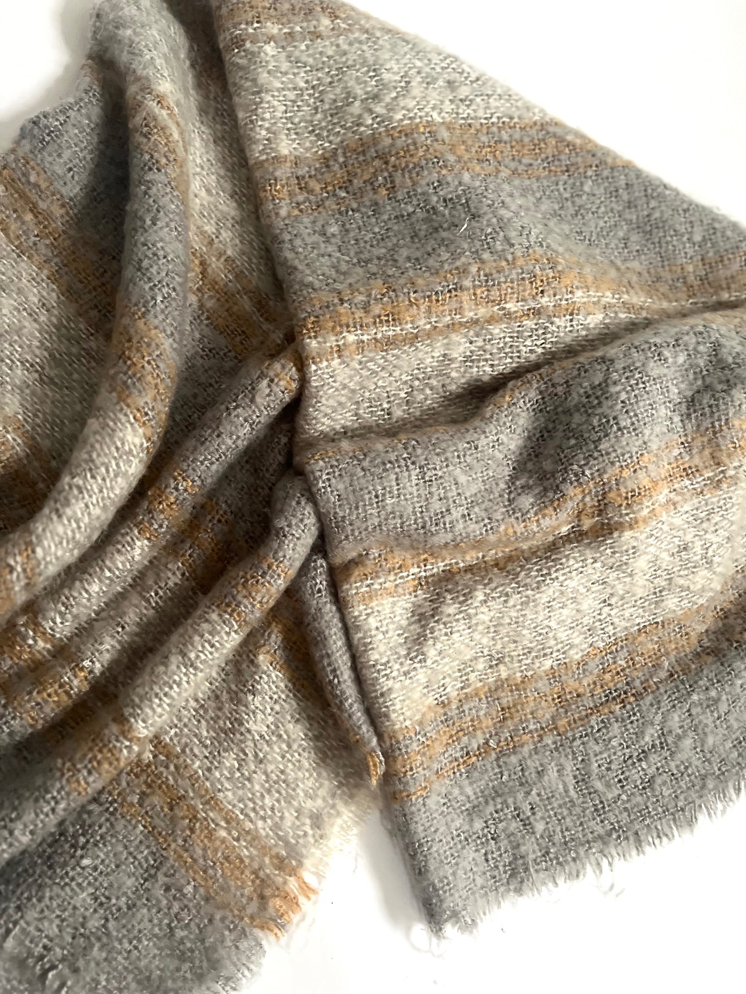 Grey & Cream Mohair Scarf