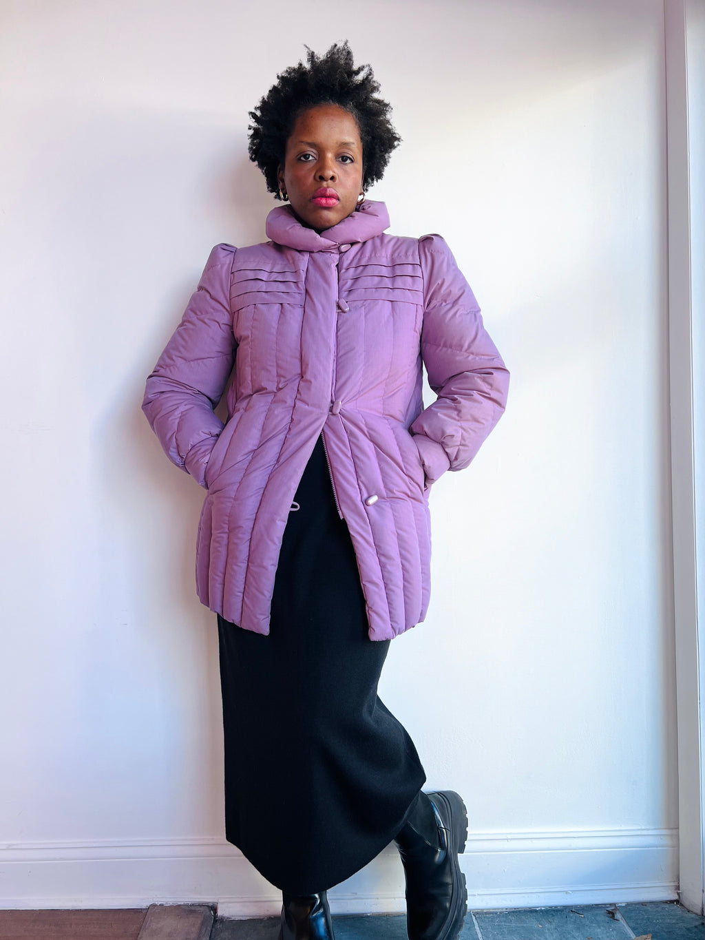 Mauve Winter Puffer Coat