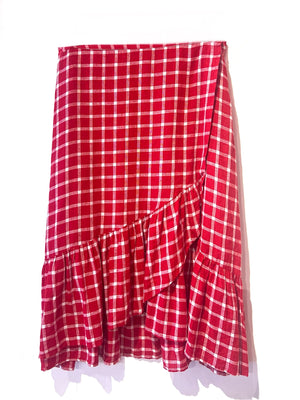 Cherry Red Plaid Skirt