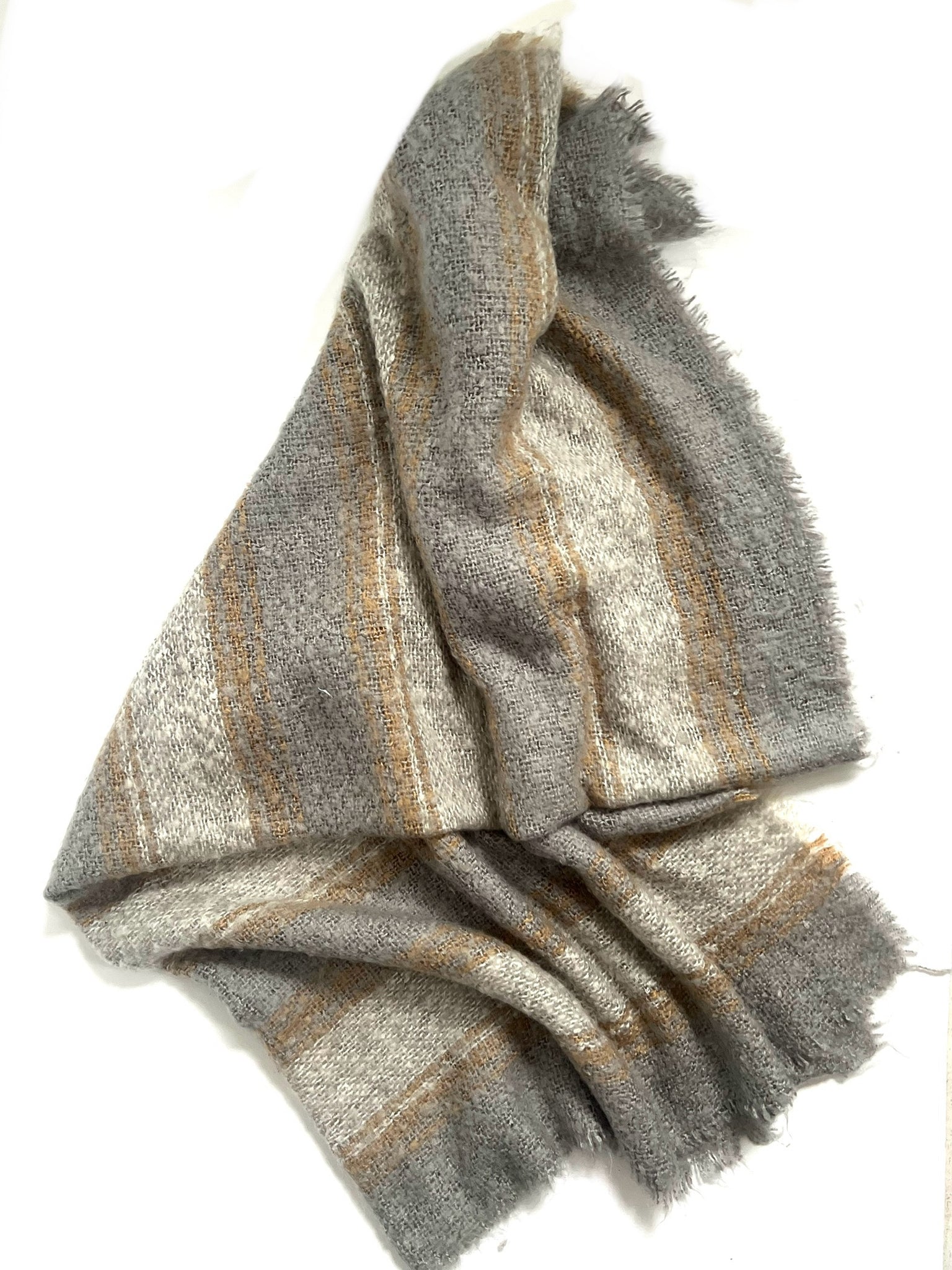 Grey & Cream Mohair Scarf