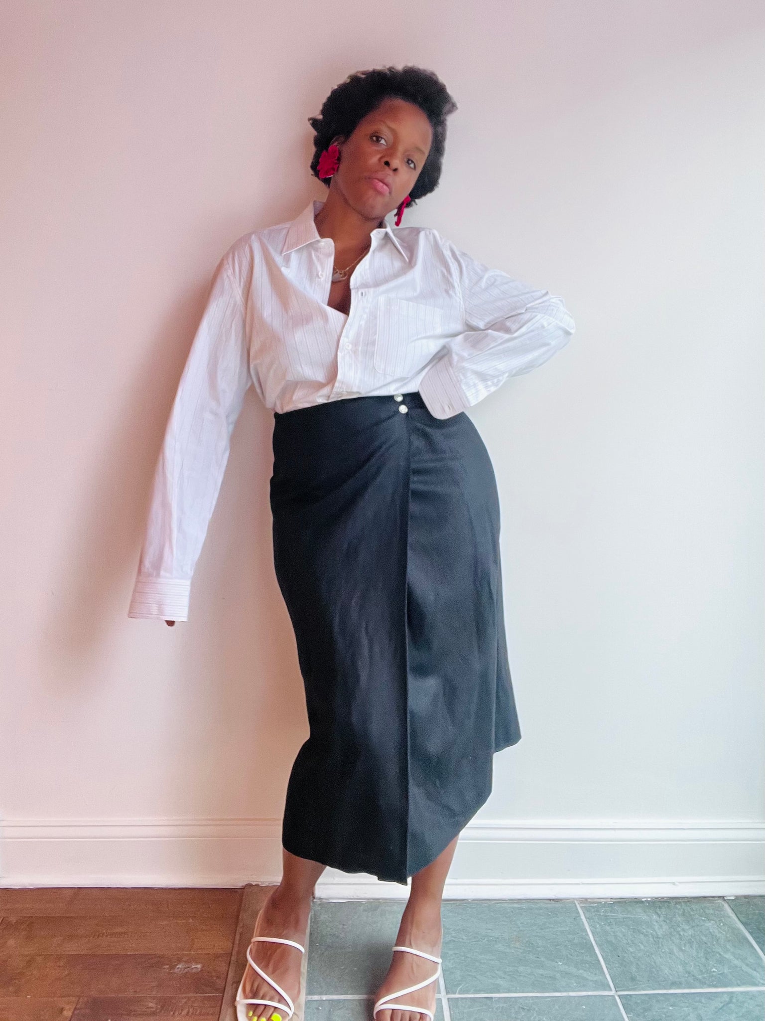 Black Linen Wrap Skirt