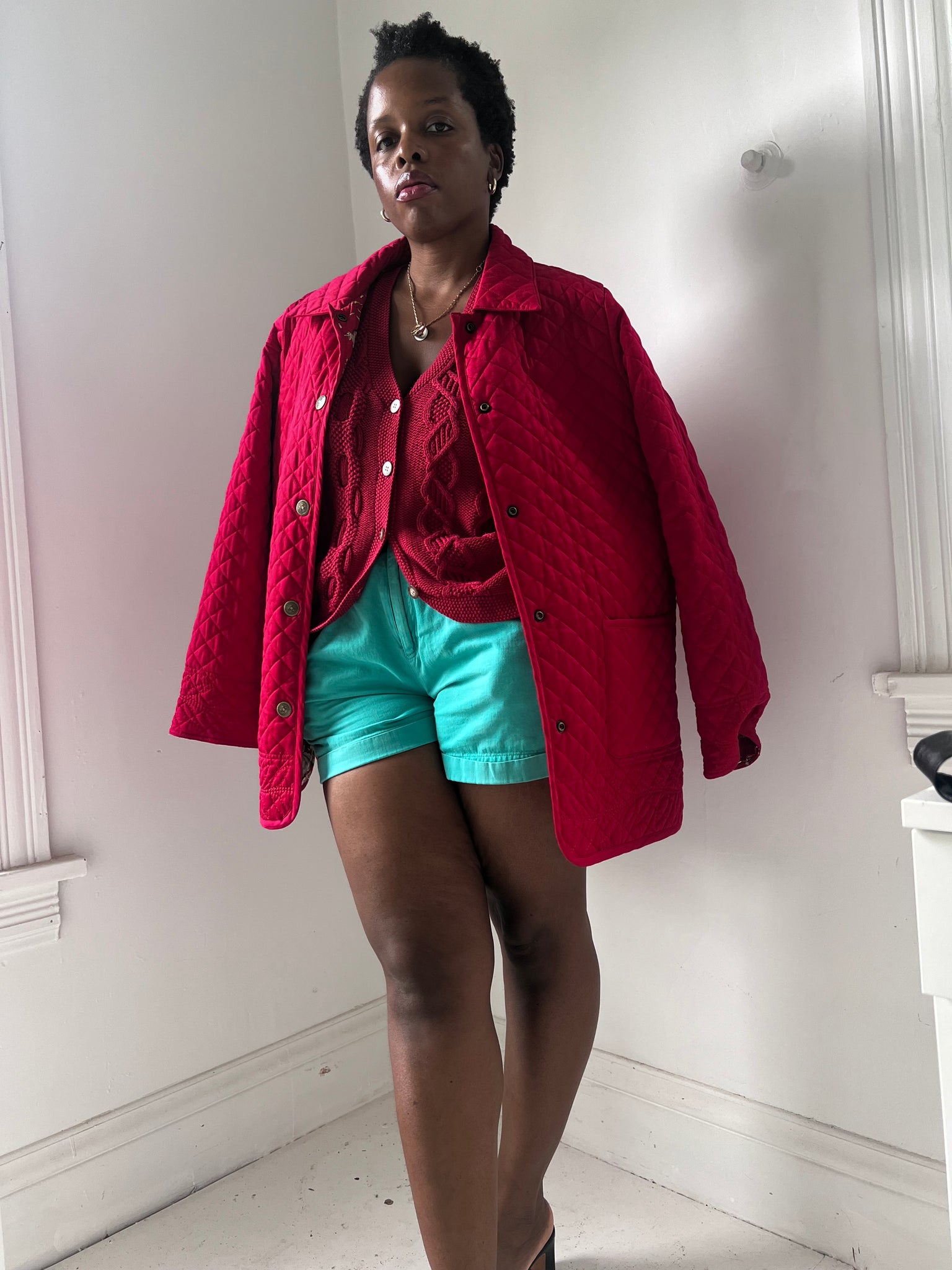 Reversible Red Quilted Cotton Jacket