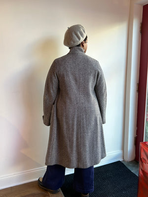 Grey Herringbone Wool Coat by Brooks Brothers