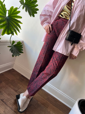 Red Jacquard Pants by Kenzo