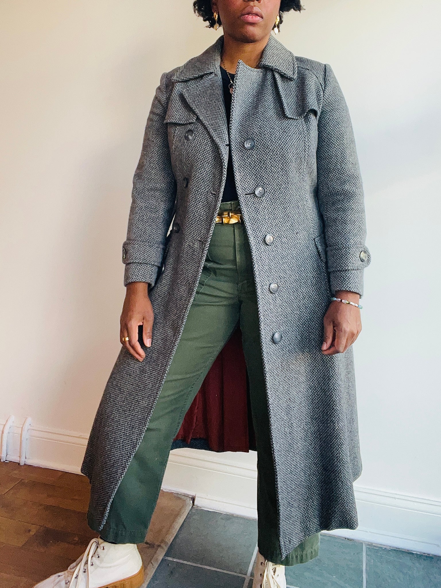 Grey Wool Trench Coat