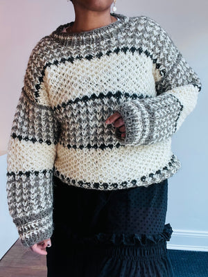 Hand-Knit Striped Ski Sweater