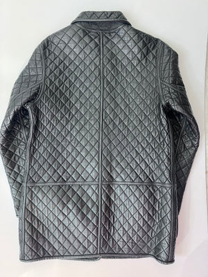 Black Leather Quilted Jacket by Hilary Radley