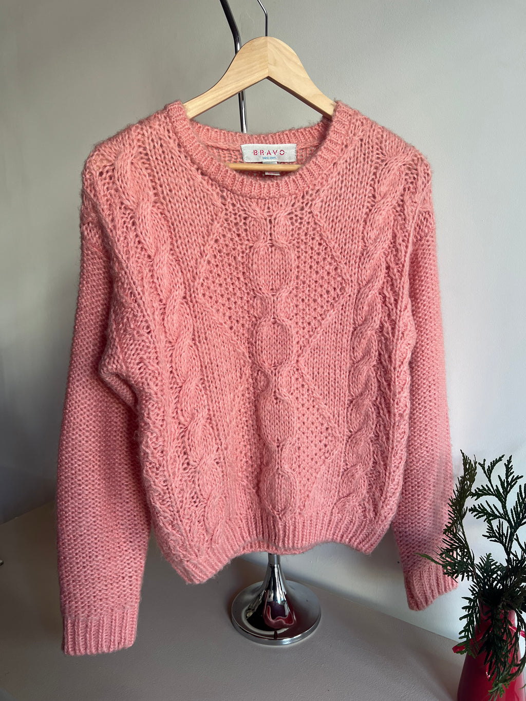 Pink Cable Knit Sweater