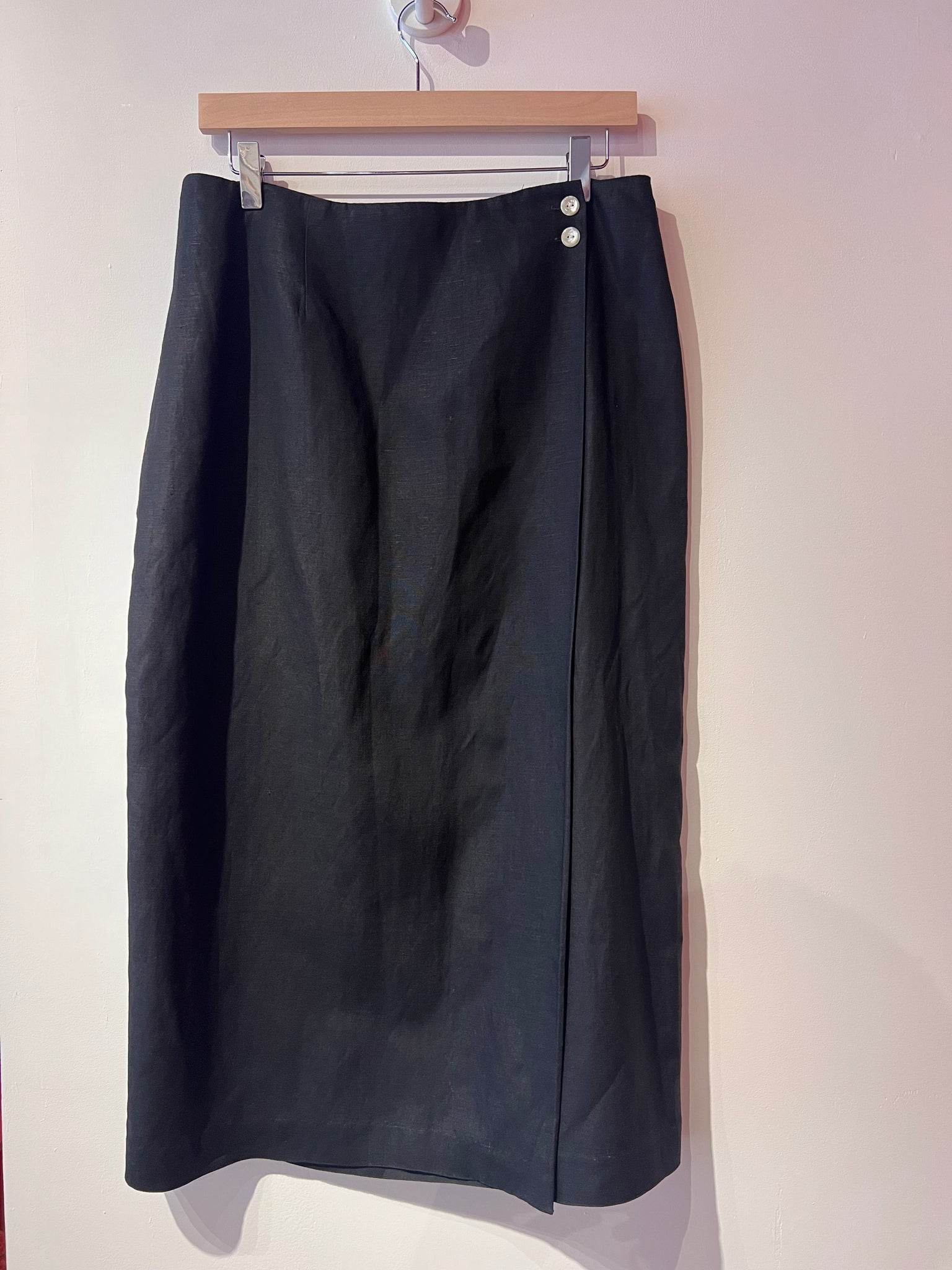 Black Linen Wrap Skirt