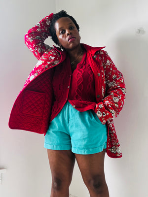 Reversible Red Quilted Cotton Jacket