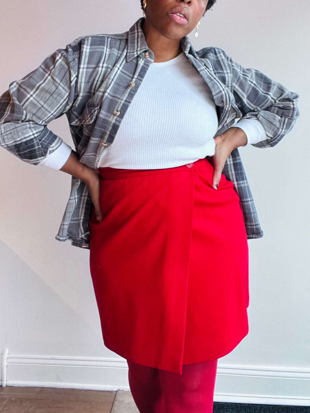 Red Wool Wrap Skirt