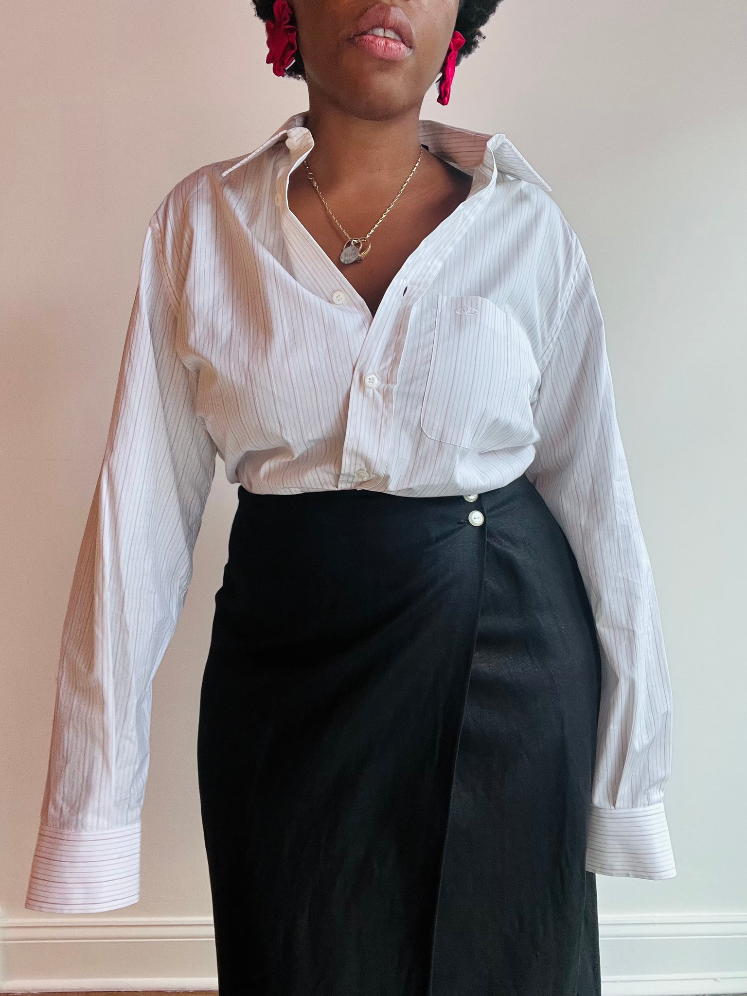 Black Linen Wrap Skirt