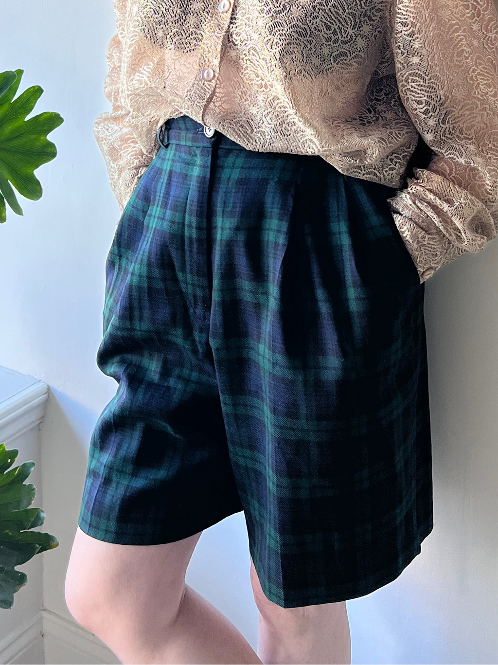 Plaid Tartan Wool Shorts