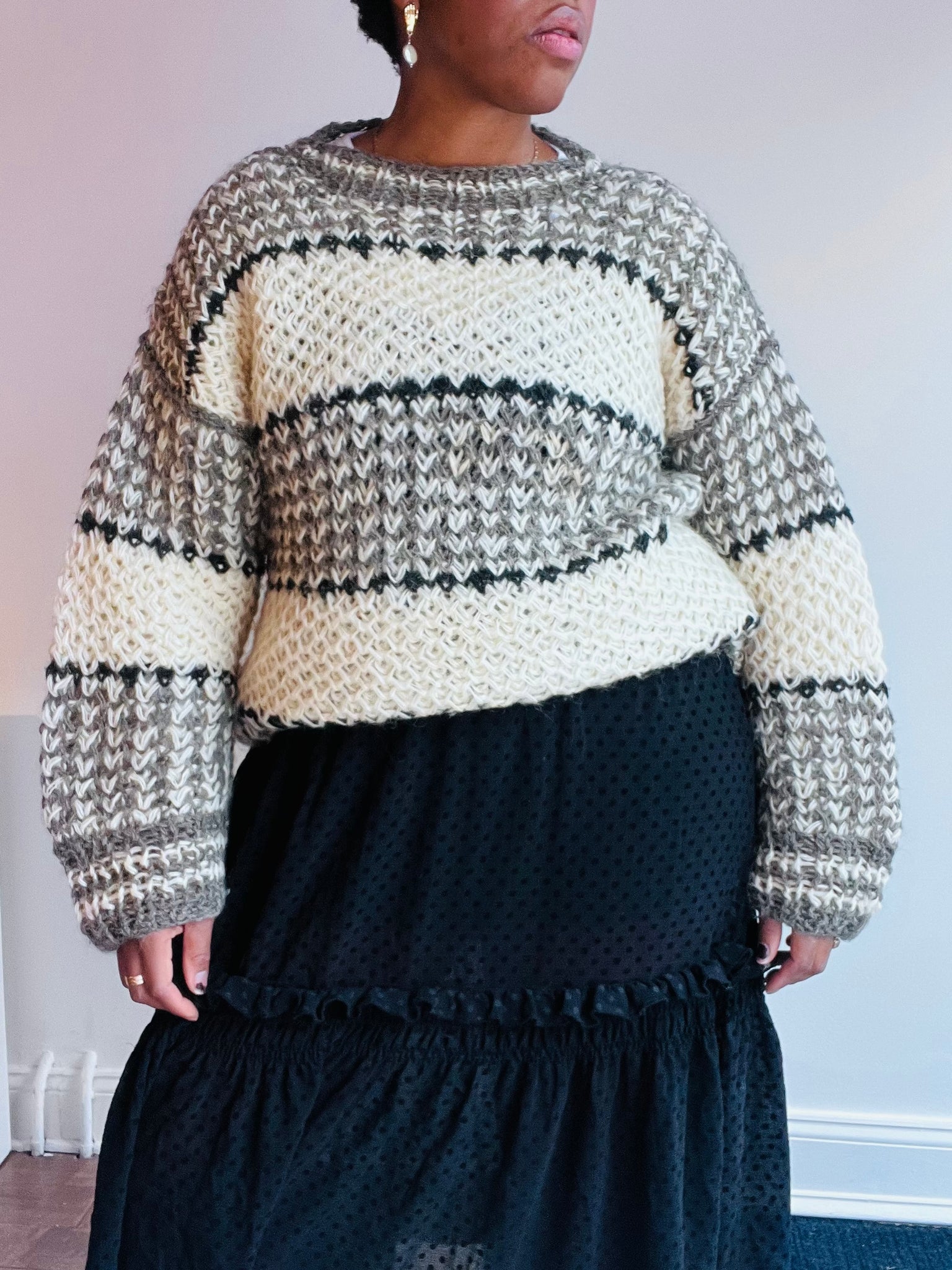 Hand-Knit Striped Ski Sweater