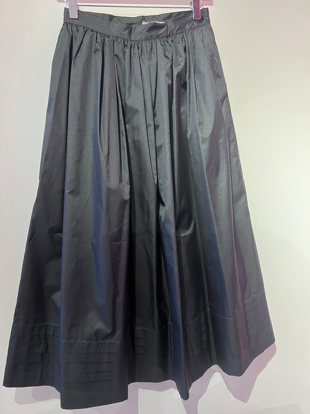 Black Taffeta Pleated Skirt