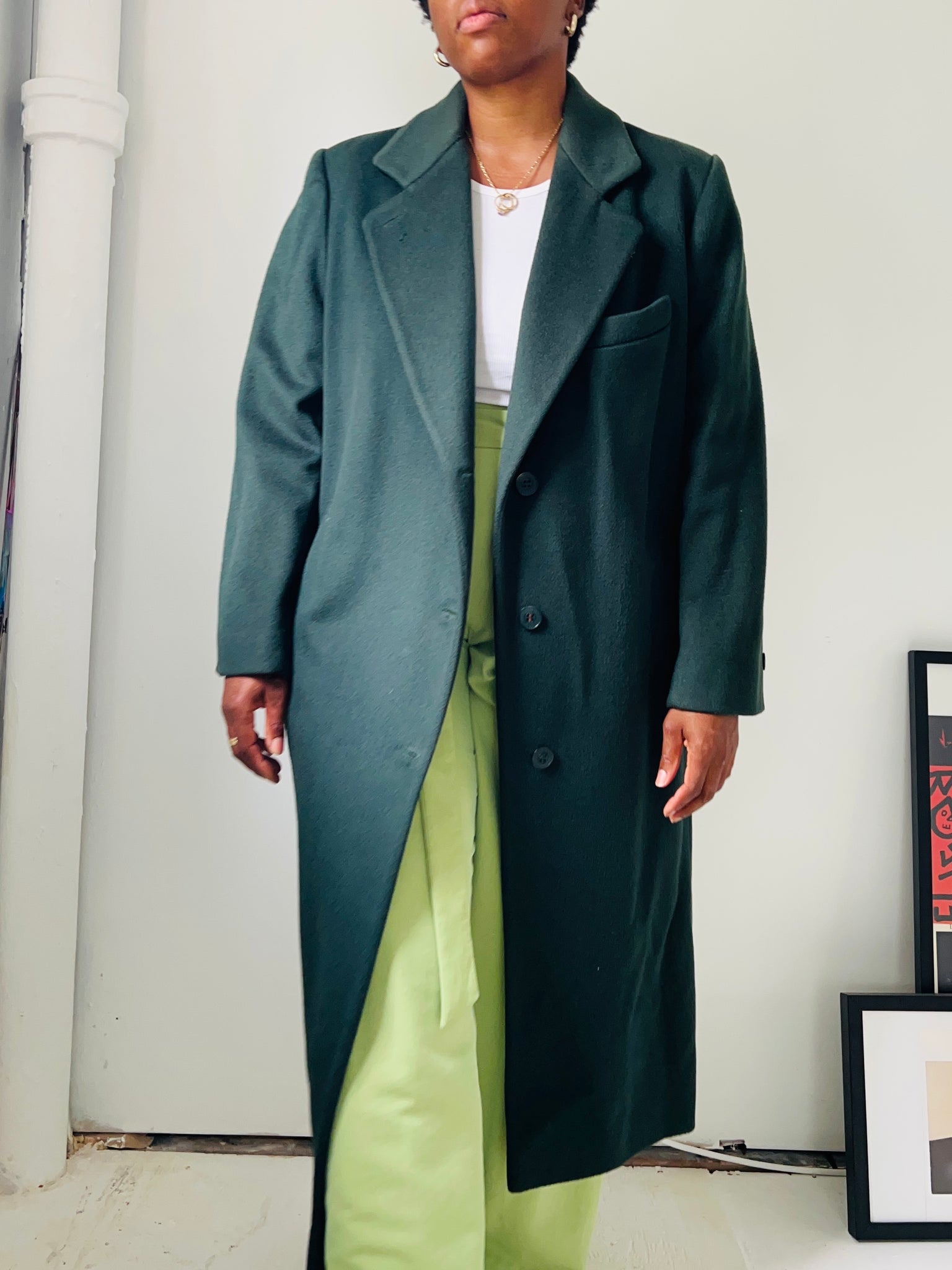 Emerald Green Wool Coat Long Wool Coat Double-breasted Wool Coat