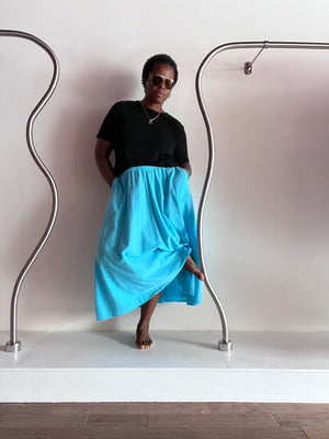 Teal Cotton Swing Skirt