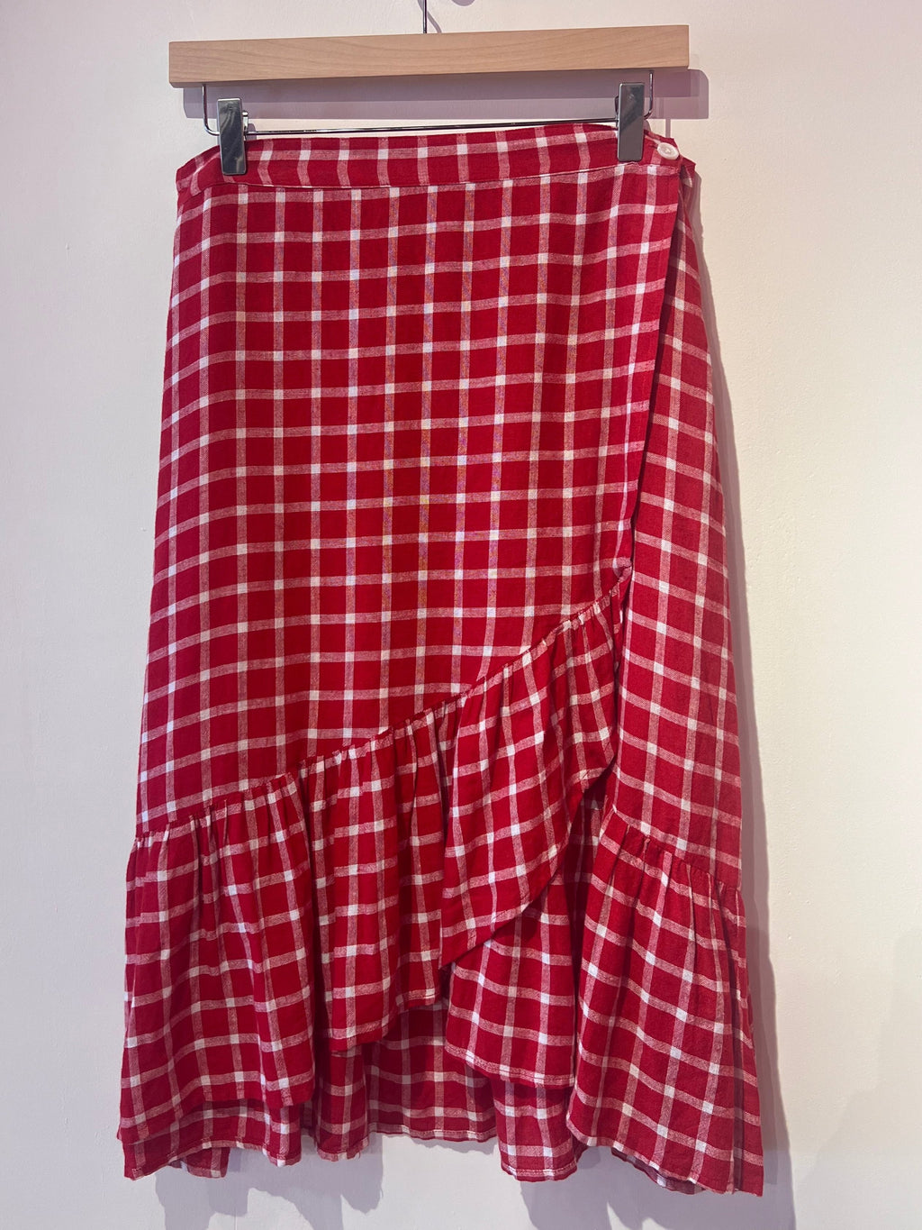 Cherry Red Plaid Skirt