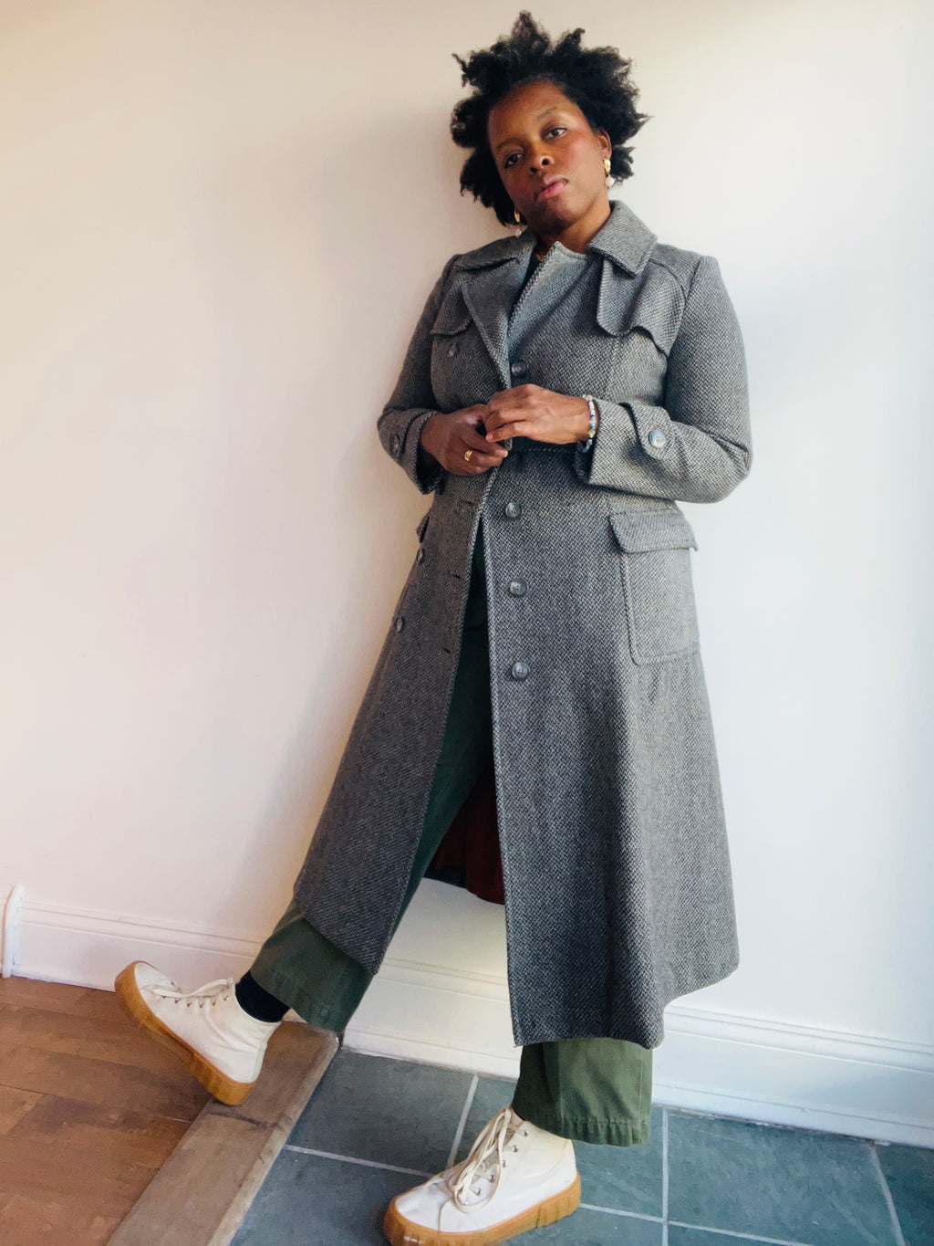 Grey Wool Trench Coat